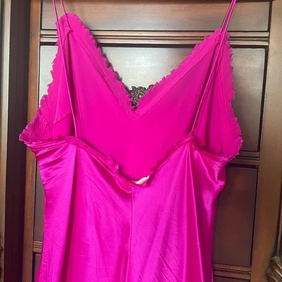 Love Shack Fancy Luciole Dress in Electric Fuschia Silk - Picture 3 of 6